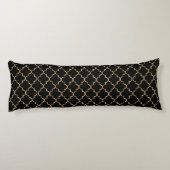 Coussins Longs Motif de Quatrefoil noir et or classique (Dos)