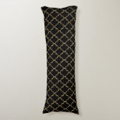 Coussins Longs Motif de Quatrefoil noir et or classique (Devant (Vertical))