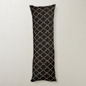 Coussins Longs Motif de Quatrefoil noir et or classique (Dos (Vertical))