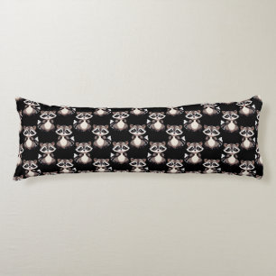 Coussins Longs Motif de Raton Laveur Noir