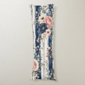 Coussins Longs Motif de rayure florale marine à l'aquarelle (Devant (Vertical))