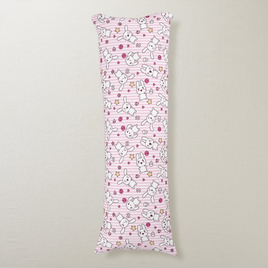Coussins Longs motif de rayures de kawaii (Devant (Vertical))