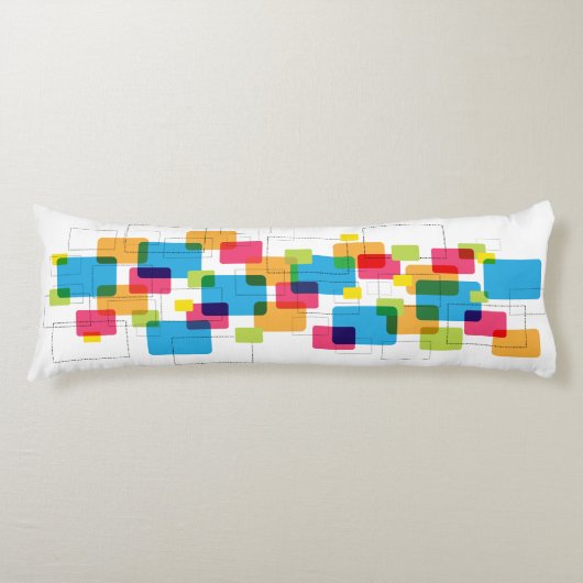 Coussins Longs Motif de rectangles géométriques rétro colorées (Devant)