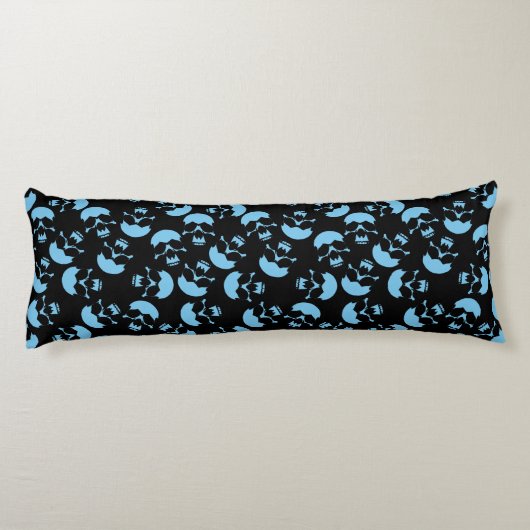 Coussins Longs Motif de répétition bleu et noir | Motif crâne (Dos)