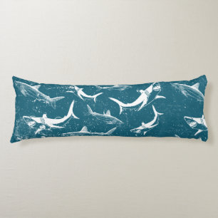 Coussins Longs Motif de requins bleus en détresse