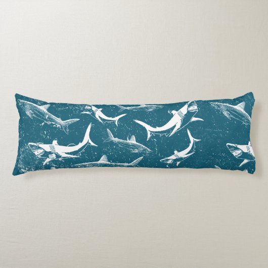 Coussins Longs Motif de requins bleus en détresse (Devant)