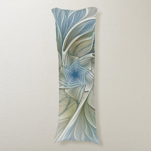 Coussins Longs Motif de rêve floral Abstrait Bleu Kaki Fractal