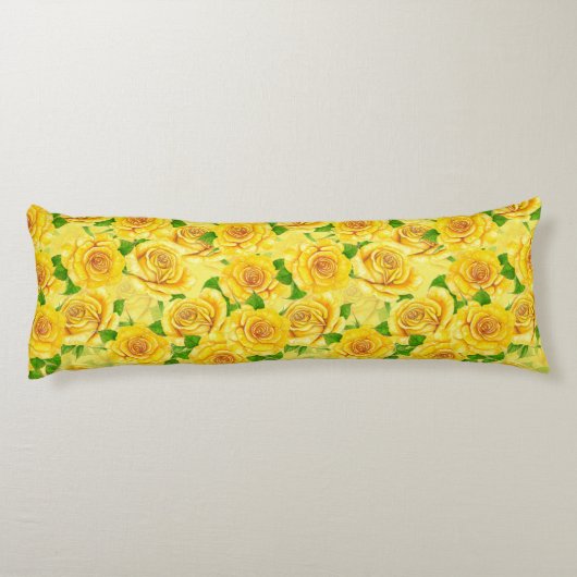 Coussins Longs Motif de rose d'aquarelle jaune (Dos)
