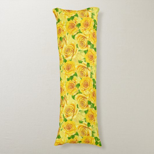 Coussins Longs Motif de rose d'aquarelle jaune (Devant (Vertical))
