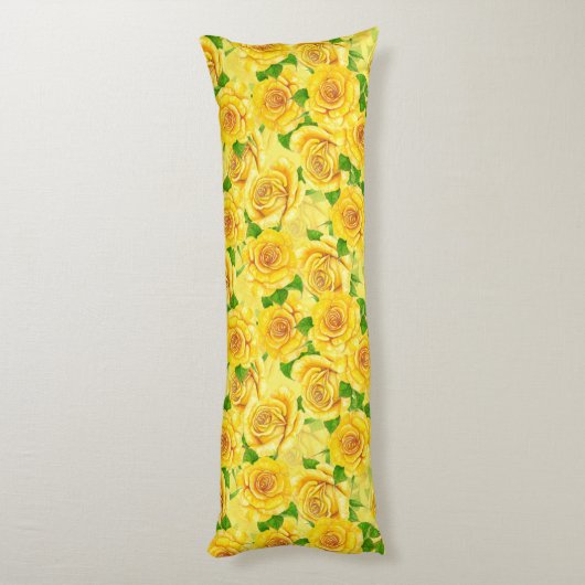 Coussins Longs Motif de rose d'aquarelle jaune (Dos (Vertical))