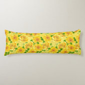 Coussins Longs Motif de rose d'aquarelle jaune (Devant)