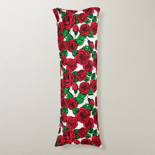 Coussins Longs Motif de roses rouges (Devant (Vertical))