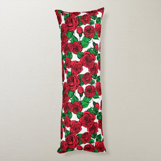 Coussins Longs Motif de roses rouges (Dos (Vertical))