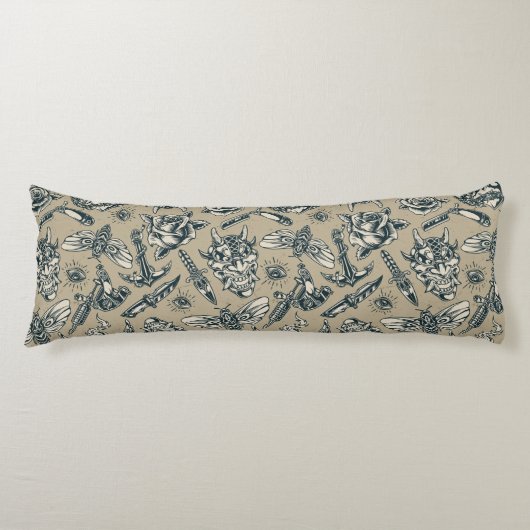 Coussins Longs Motif de tatouage rétro (Devant)