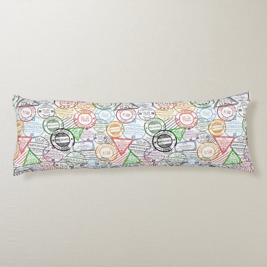 Coussins Longs Motif de timbre de voyage (Dos)