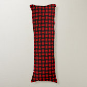 Coussins Longs Motif de tissage noir rouge (Devant (Vertical))