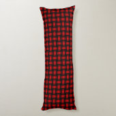 Coussins Longs Motif de tissage noir rouge (Dos (Vertical))