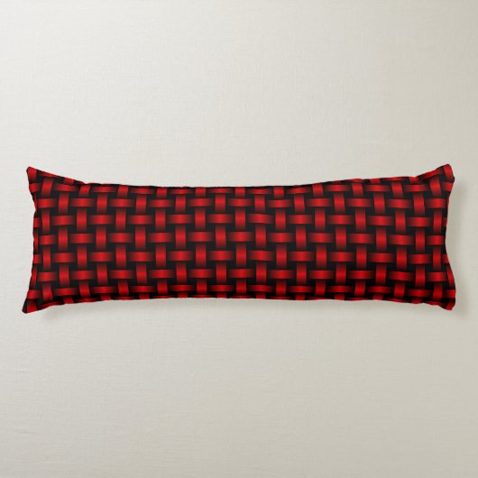 Coussins Longs Motif de tissage noir rouge (Devant)