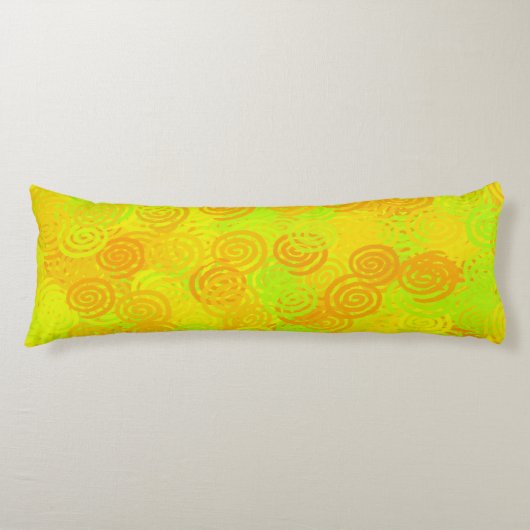 Coussins Longs Motif de tourbillons jaune vert orange (Devant)