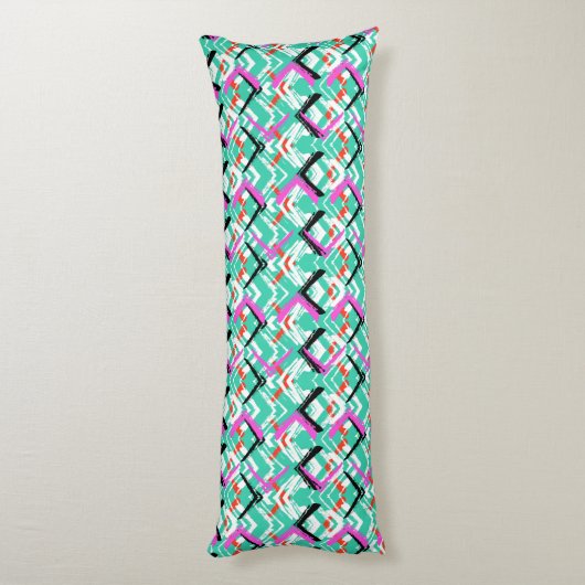 Coussins Longs Motif de zigzag turquoise tiré par la main (Dos (Vertical))