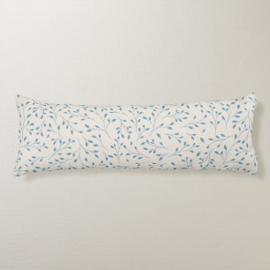 Coussins Longs Motif délicat de vigne botanique bleu clair et crè