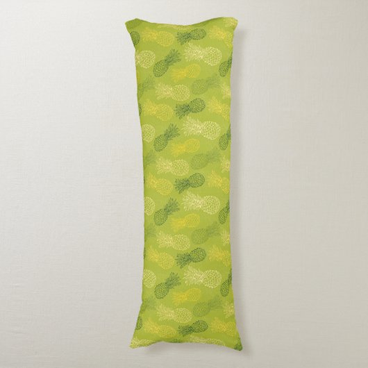 Coussins Longs Motif d'ensemble d'ananas sur le vert (Devant (Vertical))