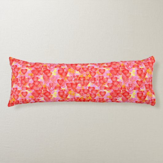 Coussins Longs motif des coeurs rouges (Devant)
