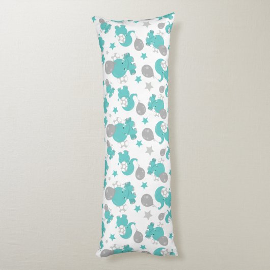 Coussins Longs Motif Des Eléphants Bleus, Eléphants Mignons, Étoi (Dos (Vertical))