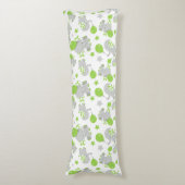 Coussins Longs Motif Des Eléphants, Eléphants Mignons - Grey Vert (Devant (Vertical))