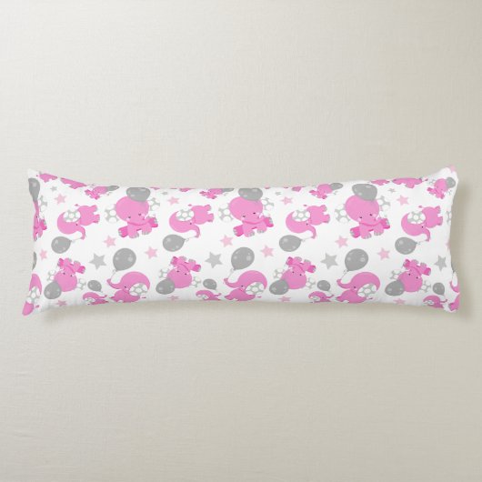 Coussins Longs Motif Des Eléphants Roses, Eléphants Mignons, Étoi (Devant)