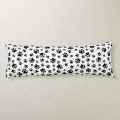 Coussins Longs Motif des pattes, pattes de chien, noir et blanc (Dos)