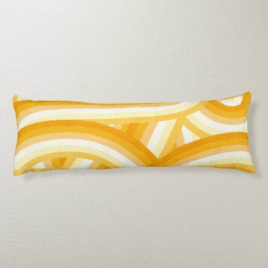 Coussins Longs Motif des rayures arc-en-ciel jaune rétro (Dos)