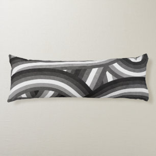 Coussins Longs Motif des rayures arc-en-ciel noir/gris rétro