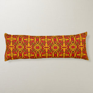 Coussins Longs Motif dessiné à la main orange et rouge