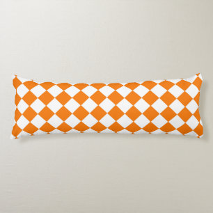 Coussins Longs Motif diamant à carreaux orange et blanc