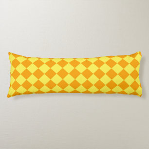 Coussins Longs Motif diamant à carreaux orange jaune