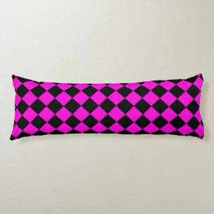 Coussins Longs Motif diamant à carreaux rose noir