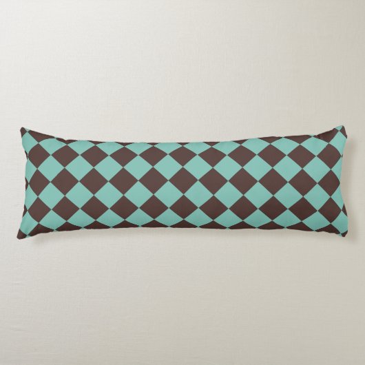 Coussins Longs Motif diamant Brown Turquoise Checker  (Devant)