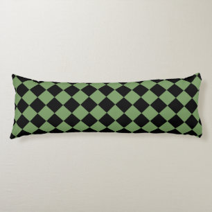 Coussins Longs Motif diamant damier vert noir