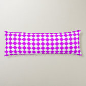 Coussins Longs Motif diamant de Checker blanc violet (Dos)