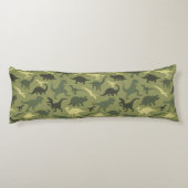Coussins Longs Motif Dinosaure, Silhouette Dinosaure, Dino Vert (Dos)