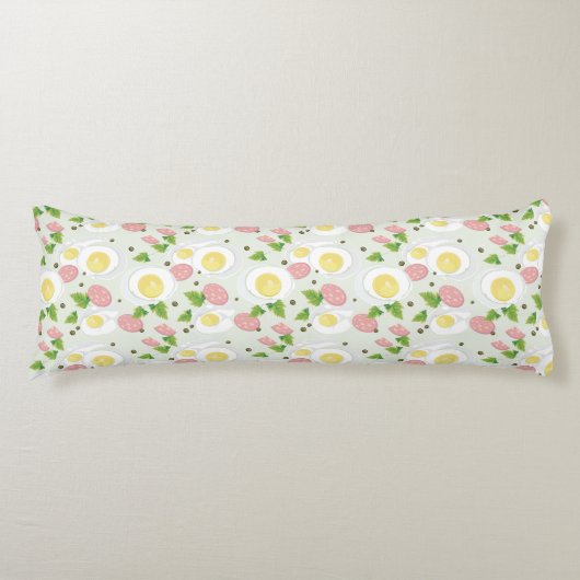 Coussins Longs Motif d'oeufs et de saucisse (Devant)