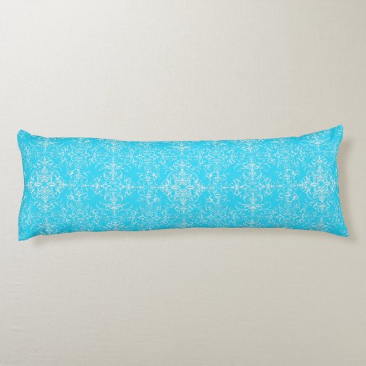 Coussins Longs Motif Double Damassé Bleu Aqua Clair (Dos)