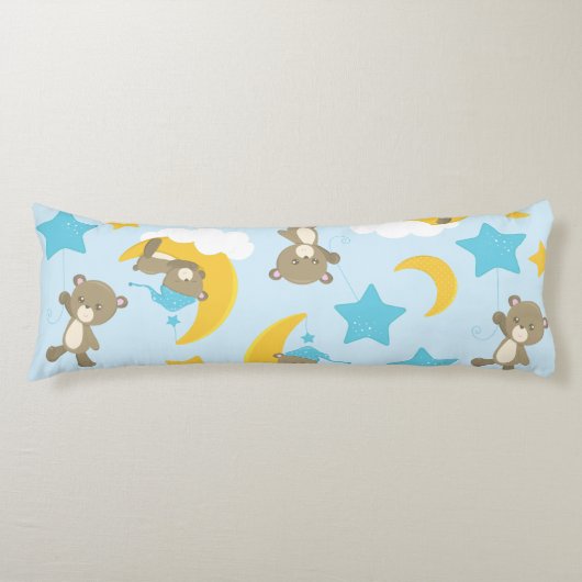 Coussins Longs Motif D'Ours, Mignonnes Ours, Nounours, Étoiles (Devant)