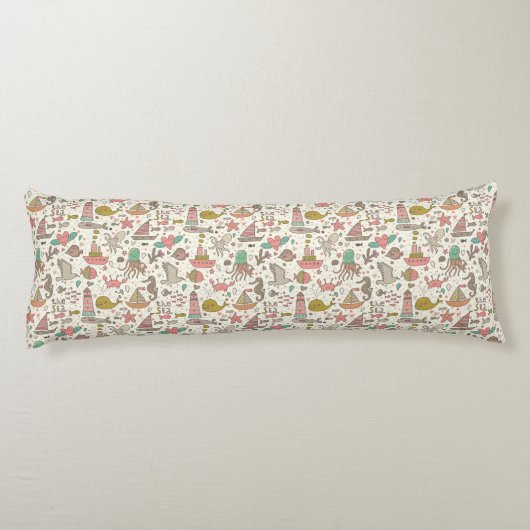 Coussins Longs Motif drôle d'été avec des bateaux (Dos)