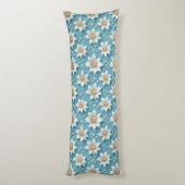 Coussins Longs Motif Élégant de Fleur Blanche avec Perles (Dos (Vertical))