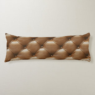 Coussins Longs Motif en cuir Brown