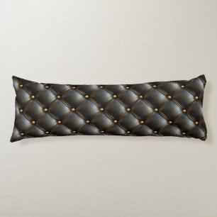 Coussins Longs Motif en cuir caillé noir