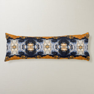 Coussins Longs Motif en marbre doré et bleu foncé