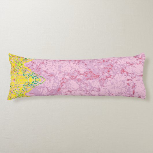 Coussins Longs Motif en tissu dynamique avec rose, jaune et (Devant)